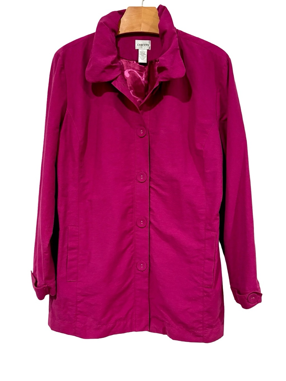 Chico's Size 3 Magenta Pink Sparkle Lightweight Jacket